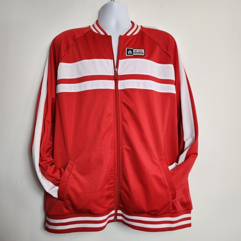 Disney Mickey Mouse 1928 Burbank CA Track Jacket Sz XL Red Full Zip Embroidered - Picture 3 of 14